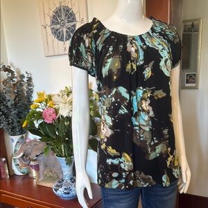 NWT Style&Co size small Floral Black and Green Women's Top